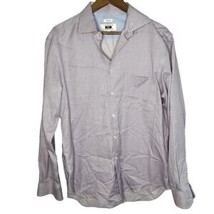 Joseph Abboud Blue Red White Checkered Men's Button Down Dress Shirt Large